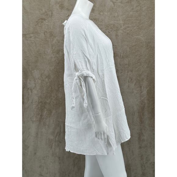 Simple Suzanne Betro Top Womens Plus 4X White Cotton Gauzy Boho Beachy Lagenlook - Picture 3 of 7